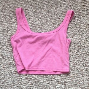 Pink Ribbed Women's Crop Top